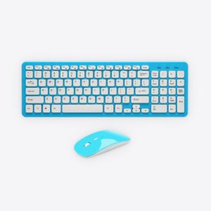 Blue Wireless Keyboard & Mouse